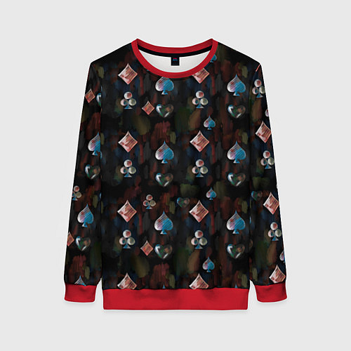 Женский свитшот Паттерн масти карт / 3D-Красный – фото 1