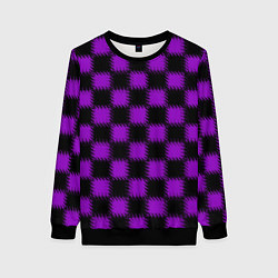 Женский свитшот Фиолетовый черный узор Шахматка