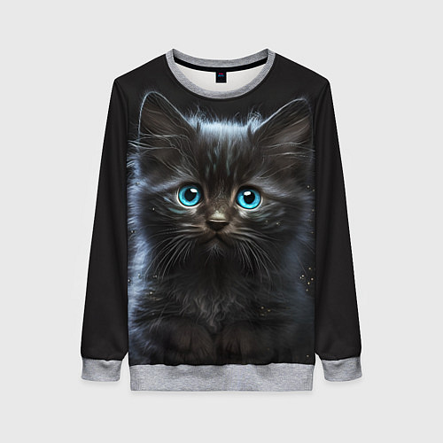 Женский свитшот Голубоглазый котенок / 3D-Меланж – фото 1