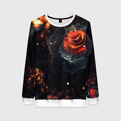 Женский свитшот Midjourney Цветок вулкан / 3D-Белый – фото 1
