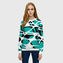 Свитшот женский Абстрактный узор из сетчатых прожилок, цвет: 3D-белый — фото 2