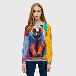 Свитшот женский Медведь красочный, цвет: 3D-меланж — фото 2