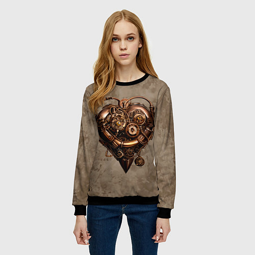 Женский свитшот Стимпанк сердце / 3D-Черный – фото 3