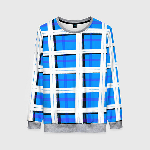 Женский свитшот Синяя клетка / 3D-Меланж – фото 1