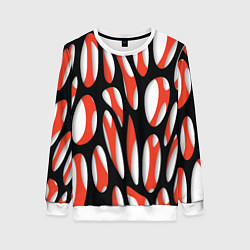 Свитшот женский Красные и черные сетчатые прожилки, цвет: 3D-белый