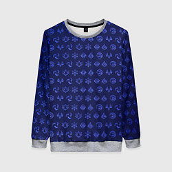 Свитшот женский Паттерн элементали под гидро, цвет: 3D-меланж