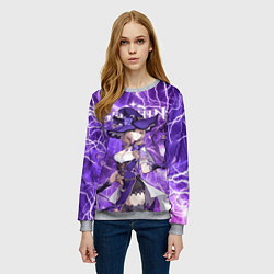 Свитшот женский Лиза на фоне молний, цвет: 3D-меланж — фото 2