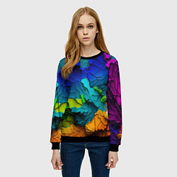 Свитшот женский Взрыв красок, цвет: 3D-черный — фото 2