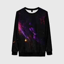 Свитшот женский Неоновое пространство космоса, цвет: 3D-черный