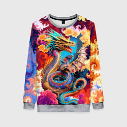 Свитшот женский Japan dragon - irezumi - tattoo - art, цвет: 3D-меланж