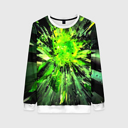 Свитшот женский Fractal green explosion, цвет: 3D-белый