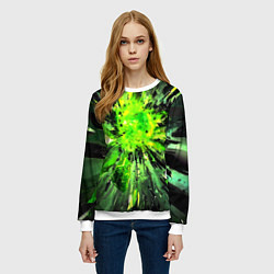 Свитшот женский Fractal green explosion, цвет: 3D-белый — фото 2
