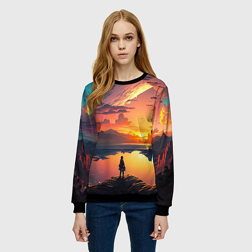 Женский свитшот Я не нарушаю правила, я живу по своим / 3D-Черный – фото 3