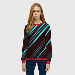 Свитшот женский Stripes line neon color, цвет: 3D-красный — фото 2