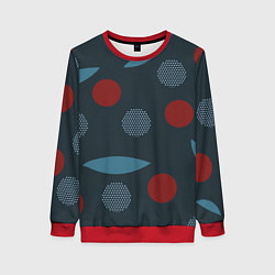 Свитшот женский Круги и листья, цвет: 3D-красный