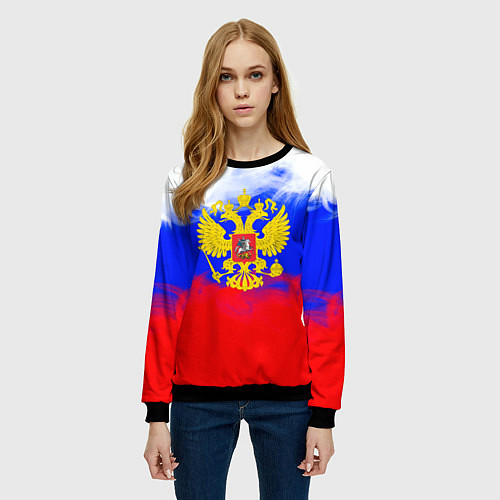 Женский свитшот Russia флаг герб / 3D-Черный – фото 3