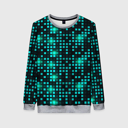 Женский свитшот Светящиеся неоновые квадраты / 3D-Меланж – фото 1