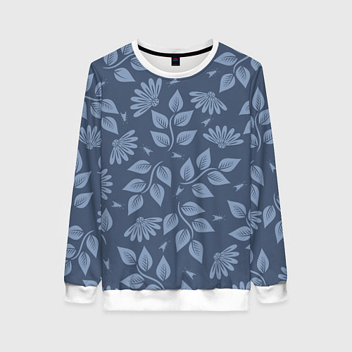 Женский свитшот Цветочный набор с насекомыми / 3D-Белый – фото 1