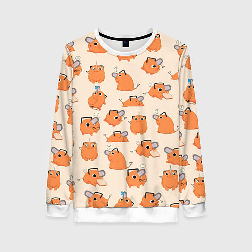 Женский свитшот Человек-бензопила - Почита и хлебушек / 3D-Белый – фото 1