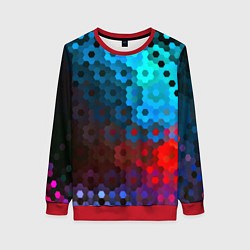 Свитшот женский Битва размытых пикселей, цвет: 3D-красный