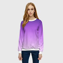 Свитшот женский Фиолетово-сиреневый градиент, цвет: 3D-белый — фото 2