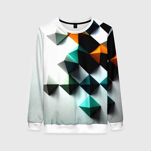 Женский свитшот Кубики текстура / 3D-Белый – фото 1