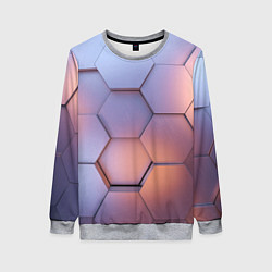Свитшот женский Металлические шестиугольники, цвет: 3D-меланж