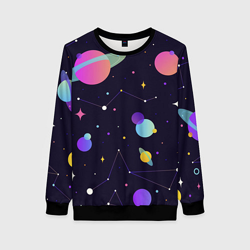 Женский свитшот Разнообразие галактики / 3D-Черный – фото 1