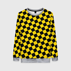 Свитшот женский Черно-желтая мелкая клетка, цвет: 3D-меланж