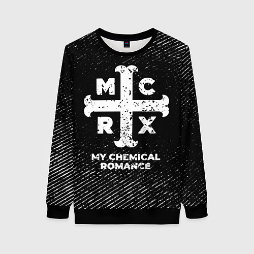 Женский свитшот My Chemical Romance с потертостями на темном фоне / 3D-Черный – фото 1