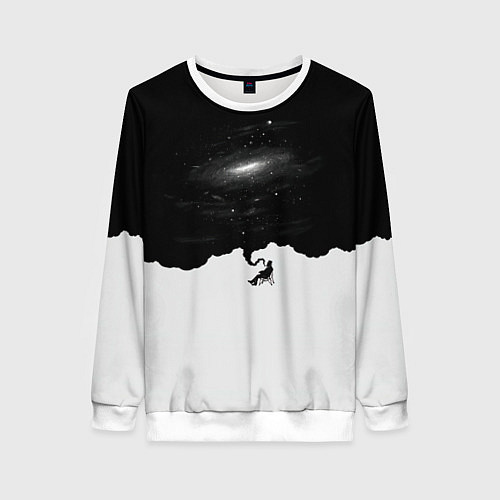 Женский свитшот Черно-белая галактика / 3D-Белый – фото 1