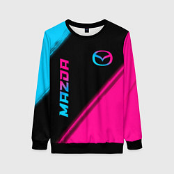 Женский свитшот Mazda - neon gradient: надпись, символ