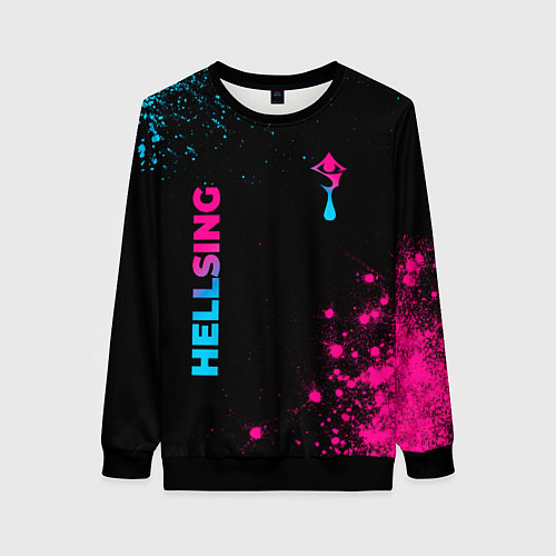 Женский свитшот Hellsing - neon gradient: надпись, символ / 3D-Черный – фото 1
