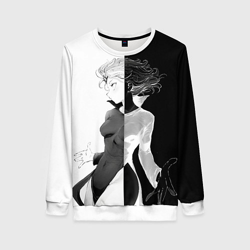 Женский свитшот Тацумаки из ванпанчмена / 3D-Белый – фото 1