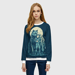 Свитшот женский Старик с волком, цвет: 3D-белый — фото 2