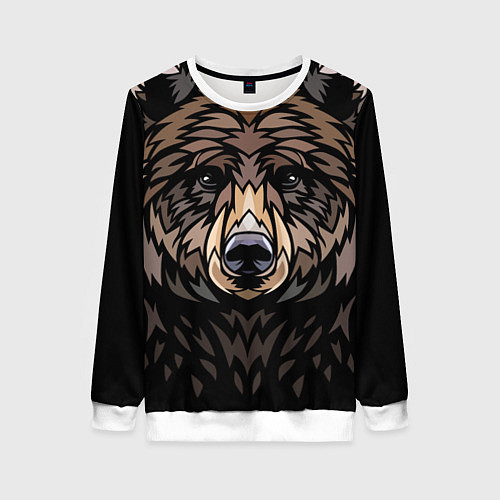 Женский свитшот Медведь в этническом стиле / 3D-Белый – фото 1