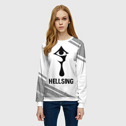 Свитшот женский Hellsing glitch на светлом фоне, цвет: 3D-белый — фото 2