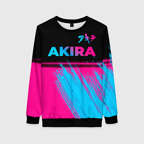 Женский свитшот Akira - neon gradient: символ сверху / 3D-Черный – фото 1
