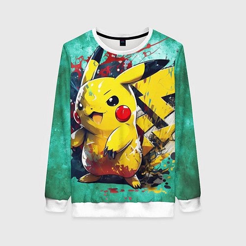 Женский свитшот Сердитый пикачу / 3D-Белый – фото 1
