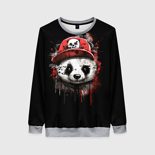 Женский свитшот Панда в бейсболке граффити / 3D-Меланж – фото 1