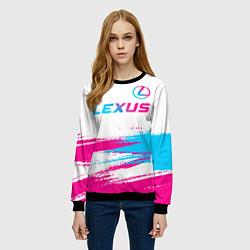 Свитшот женский Lexus neon gradient style: символ сверху, цвет: 3D-черный — фото 2