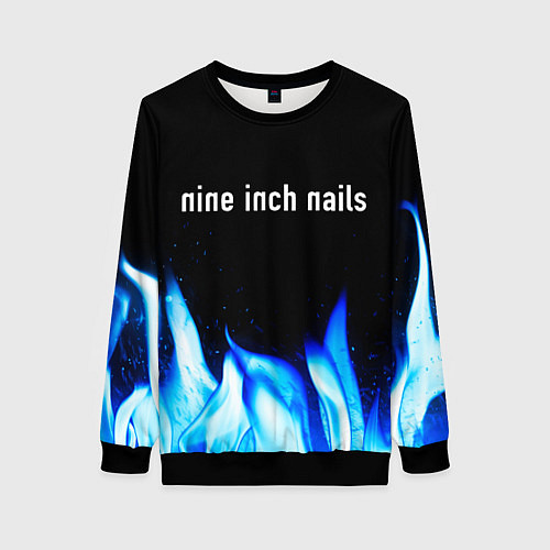 Женский свитшот Nine Inch Nails blue fire / 3D-Черный – фото 1