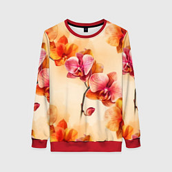 Женский свитшот Акварельные цветы - персиковый паттерн