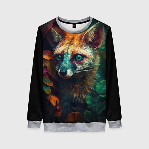 Женский свитшот Лисица в лесу / 3D-Меланж – фото 1