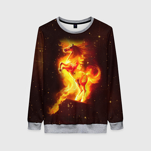 Женский свитшот Пылающий фантастический конь / 3D-Меланж – фото 1