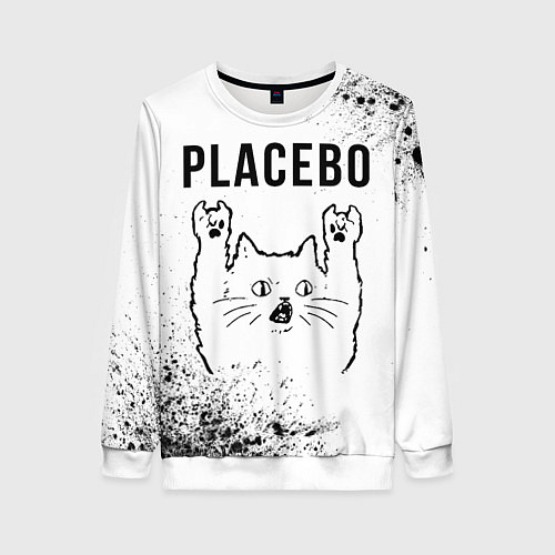 Женский свитшот Placebo рок кот на светлом фоне / 3D-Белый – фото 1