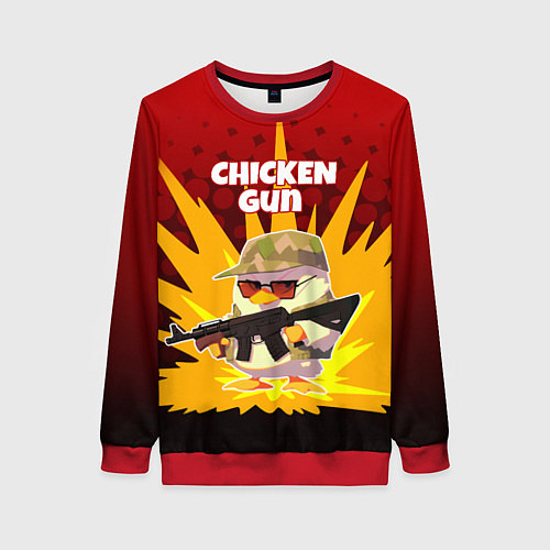 Женский свитшот Chicken Gun - спецназ / 3D-Красный – фото 1