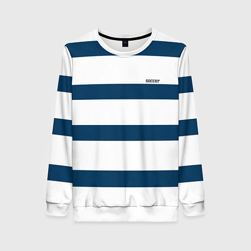 Женский свитшот Бело-синий полосатый узор / 3D-Белый – фото 1