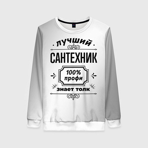 Женский свитшот Лучший сантехник: 100% профи, знает толк / 3D-Белый – фото 1