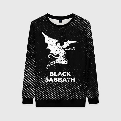 Женский свитшот Black Sabbath с потертостями на темном фоне / 3D-Черный – фото 1